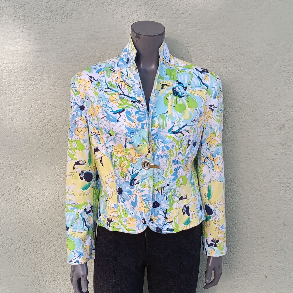NINE & COMPANY (BANGLADESH) LADIES STRETCH FLORAL BLAZER W/HOOK & LOOP CLOSURE